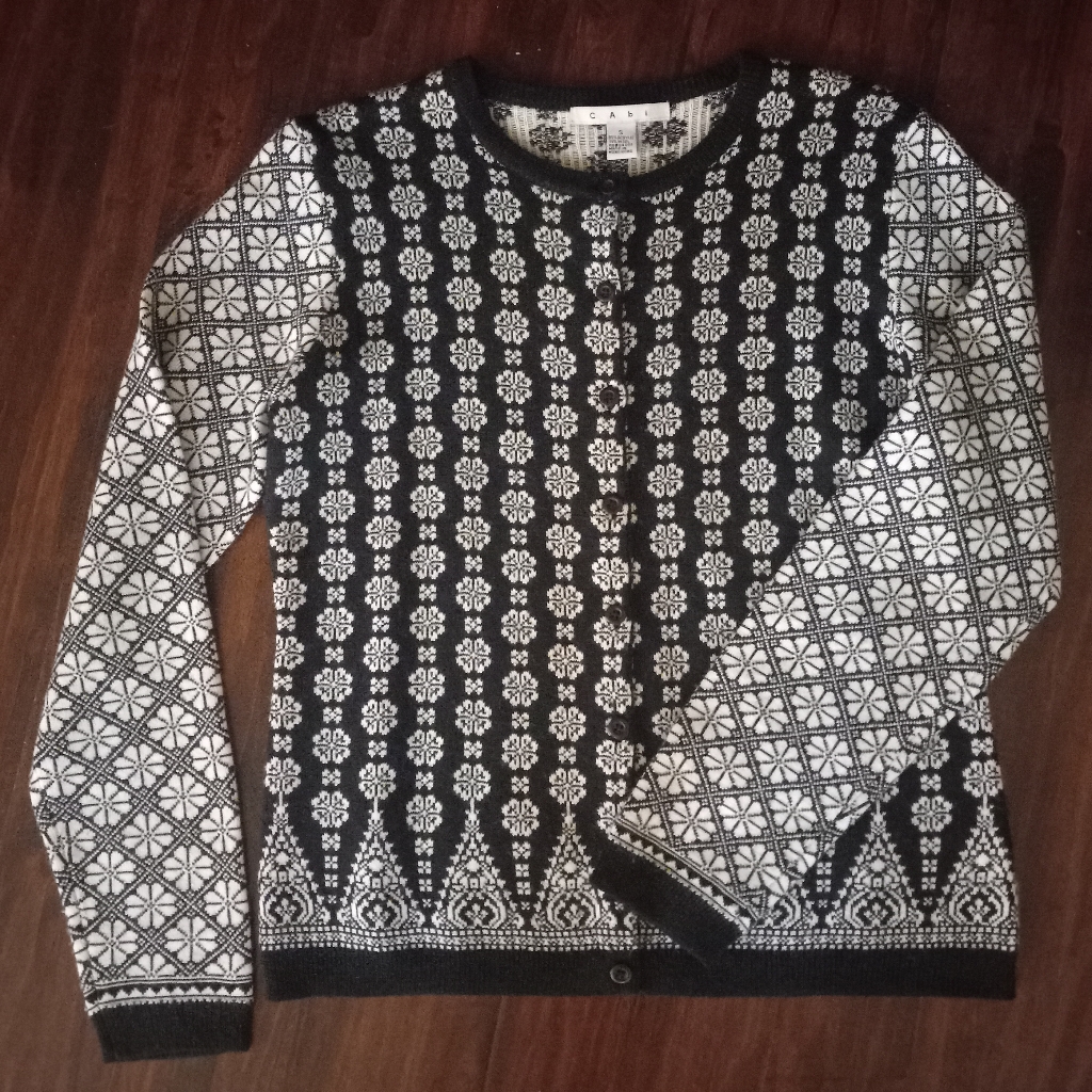 Cabi Cardigan, Size Small, Black And Ivory, Vintage